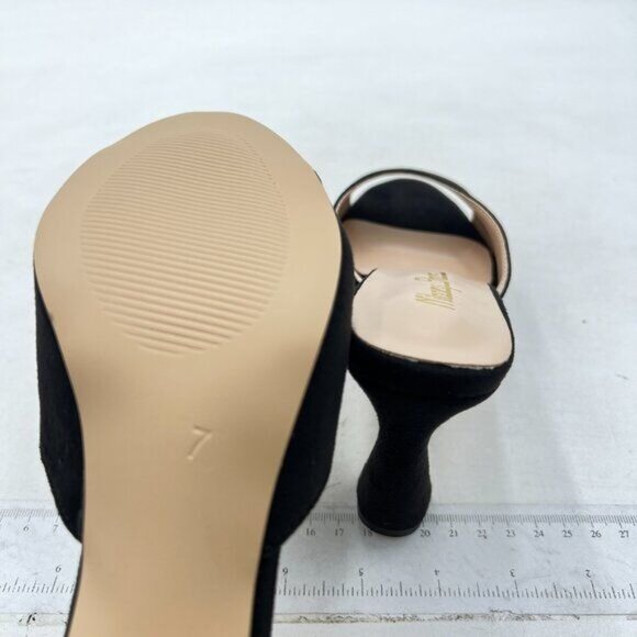 Milooey shoes Women's Open Peep Toe Heeled Mules Block High Heels Elegant Single - Picture 6 of 7